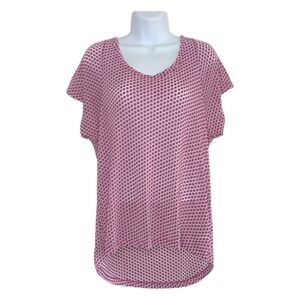 PrAna Women's Pink and White Polka Dot Cherish Top Organic Cotton Size M